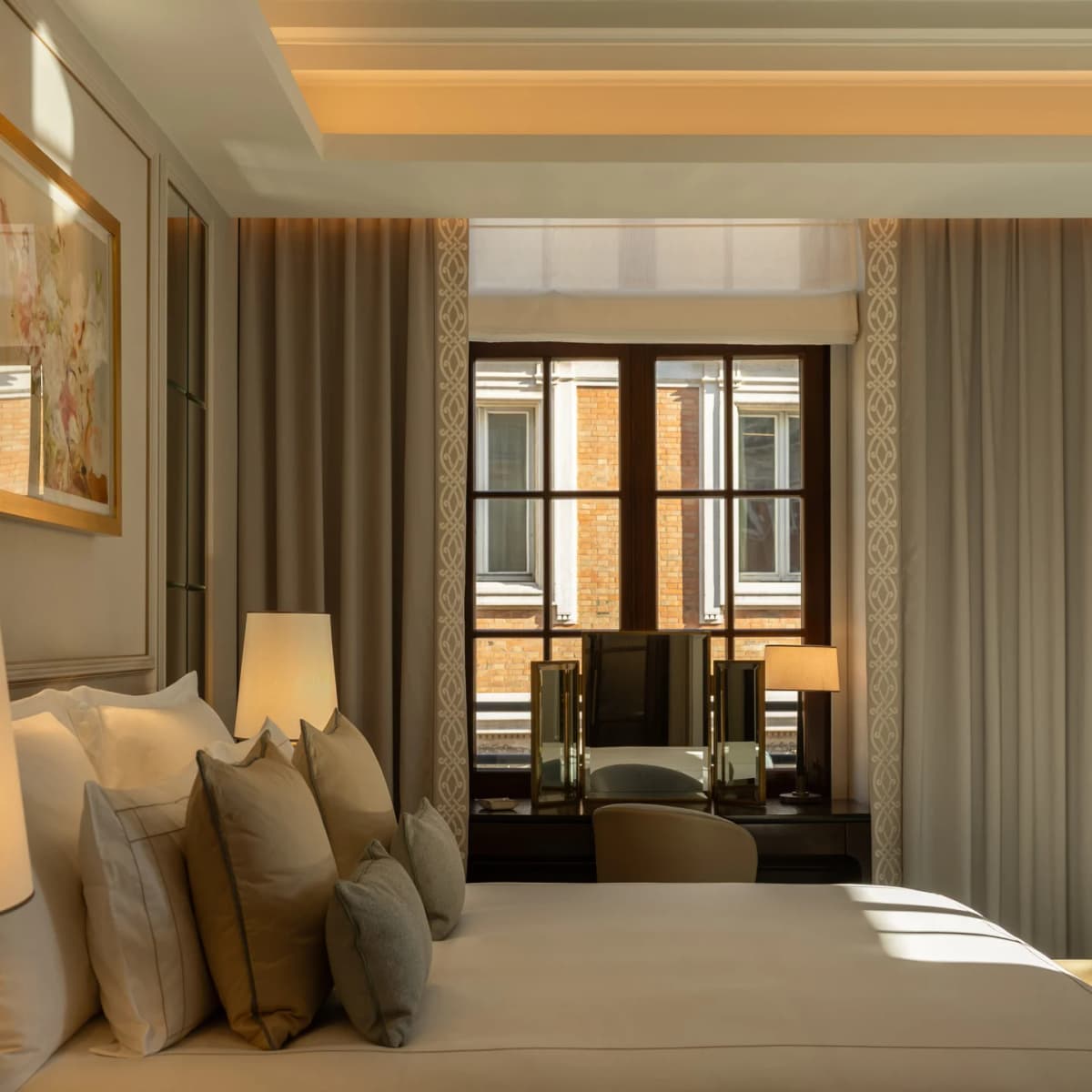 Guest room at Corinthia Rome inside a restored historic palazzo